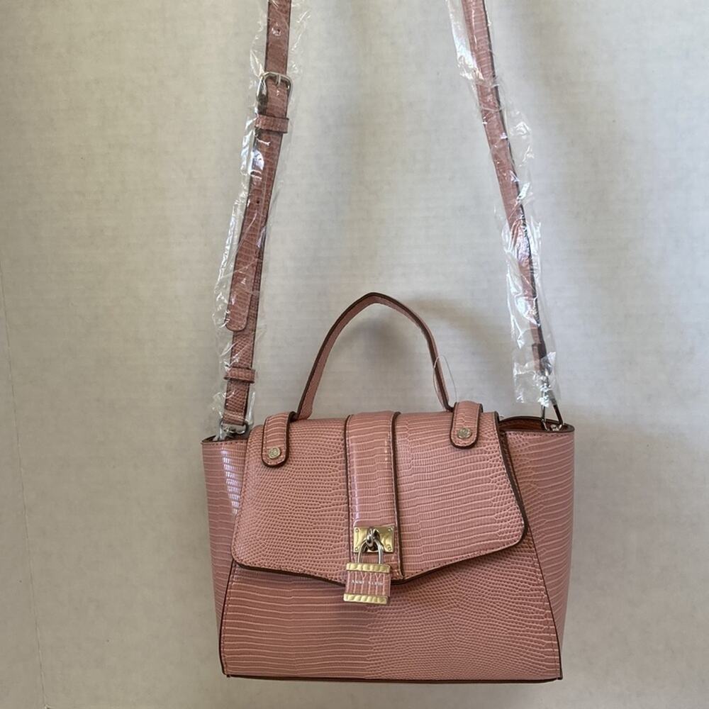 Anne Klein PU Satchel Purse Pocketbook Dusty Rose Carry Handle & Shoulder Strap - Picture 5 of 10
